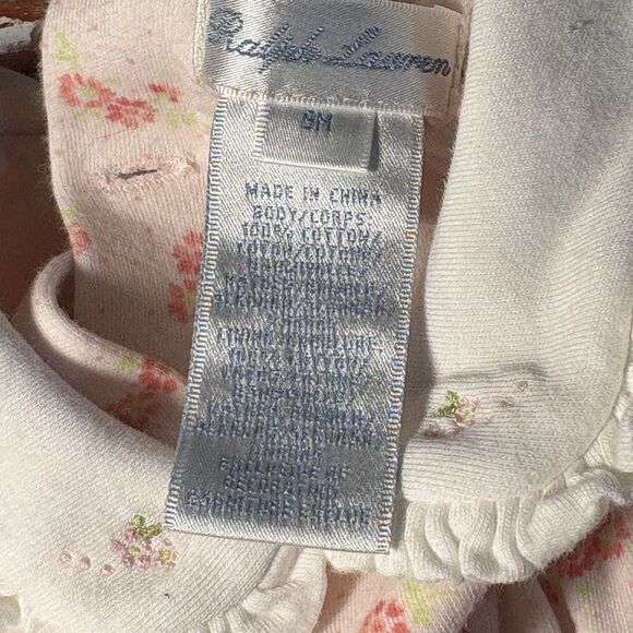 Ralph Lauren Baby Girl Set Long Sleeve Dress Bloomers Pink Flowers Collar 9 mo - Picture 5 of 16